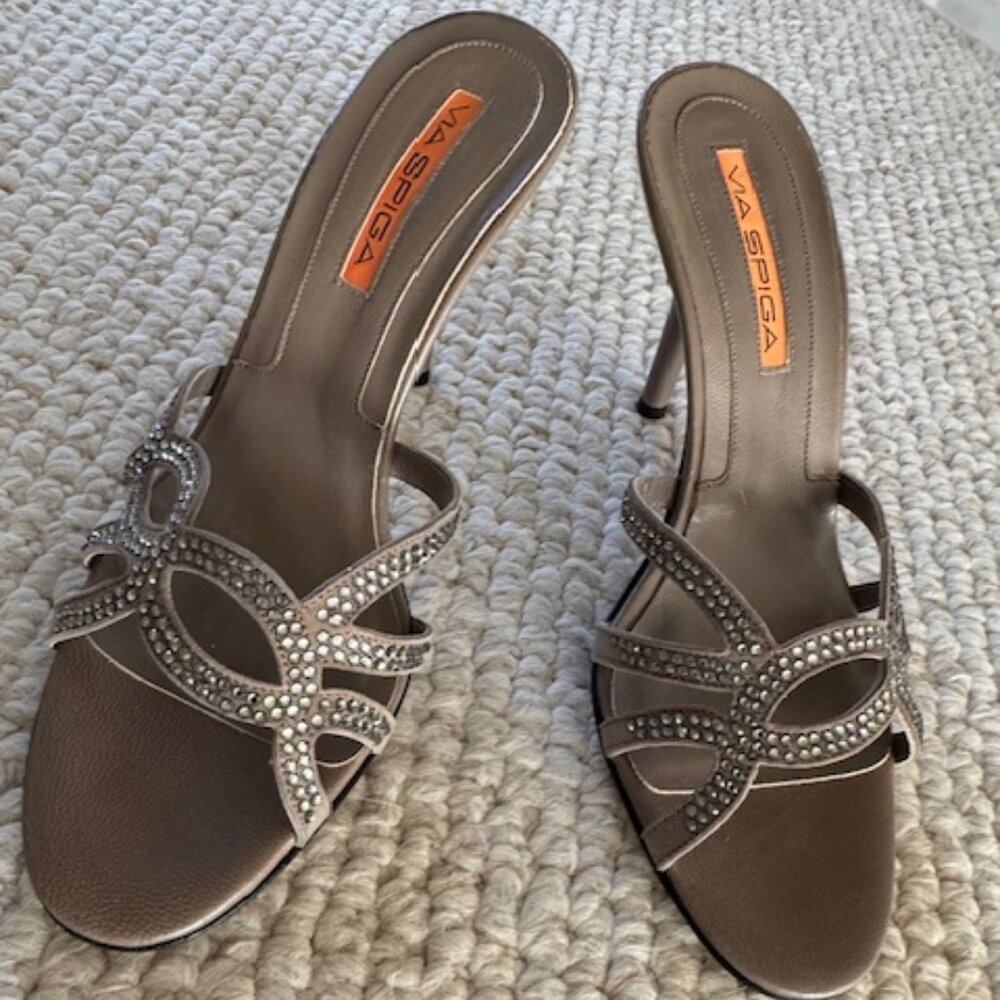 Via Spiga Metallic Strappy Heels